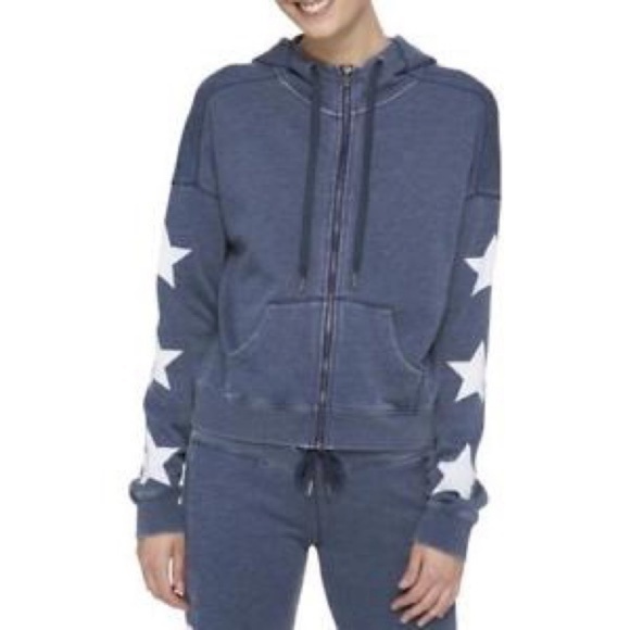 Tommy Hilfiger Tops - Tommy Hilfiger Blue Sport Knit Star Zip-up Hoodie